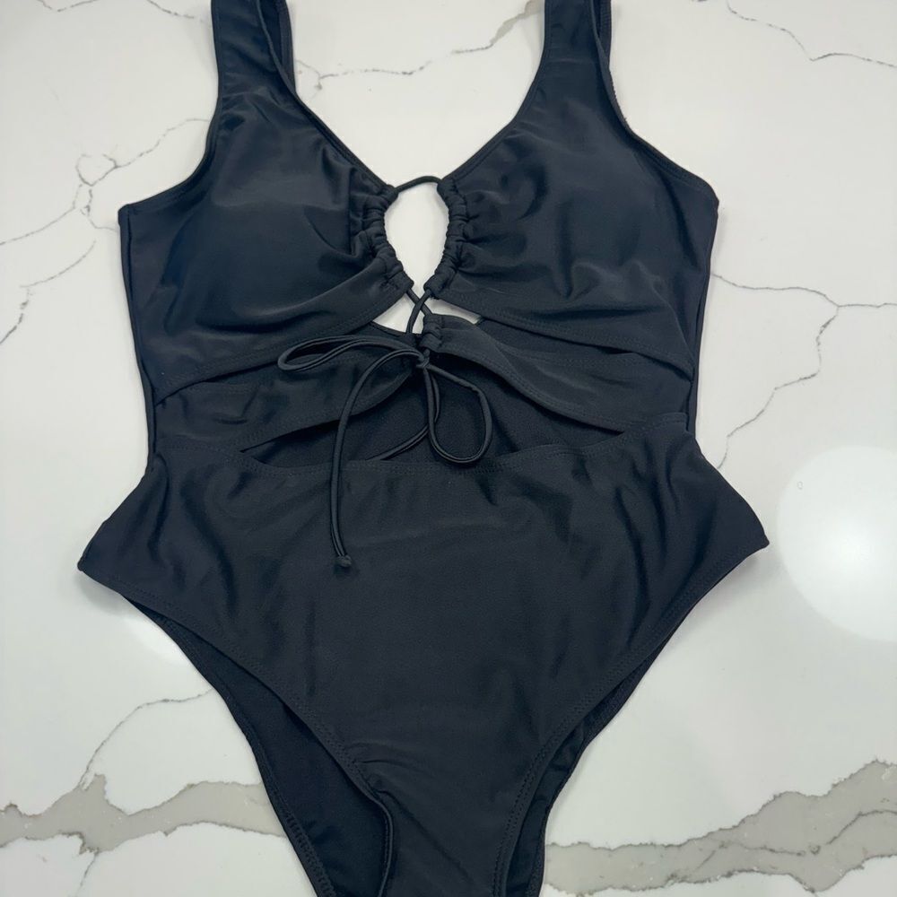 Stylish Black One Piece Swimsuit